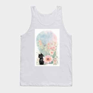 Black Cat in Pastel Colors Tank Top